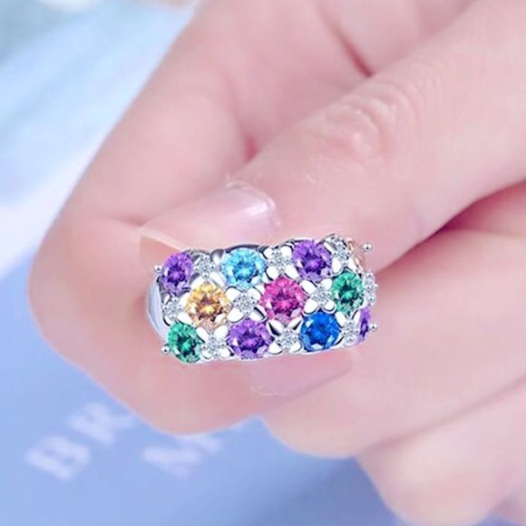 NEW! COLORFUL RAINBOW 🌈 FLORAL AUSTRIAN CRYSTAL S925 ADJUSTABLE RING! - Picture 3 of 13
